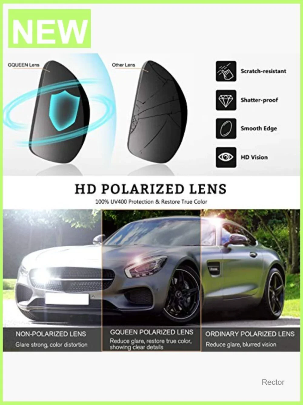 Classic Horn Rimmed Semi Rimless Polarized Sunglasses for Men Women